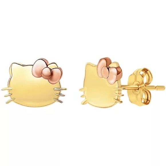 Hello Kitty Stud Earrings In 14K Gold NWT - Picture 2 of 4